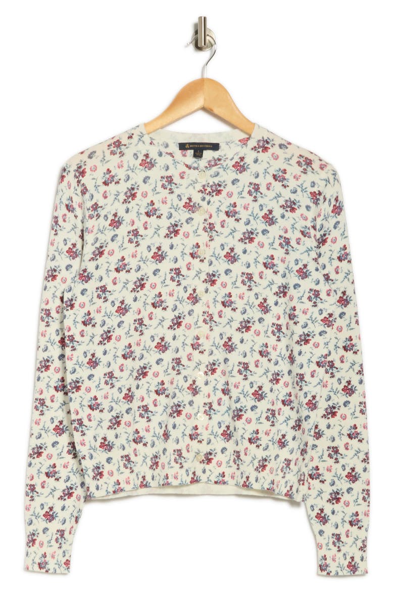 Floral Print Cotton Cardigan, Alternate, color, WHITE