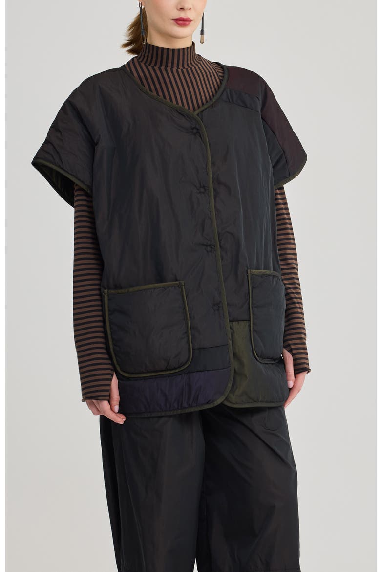 Ardena Quilted Puffer Vest, Main, color, Brown