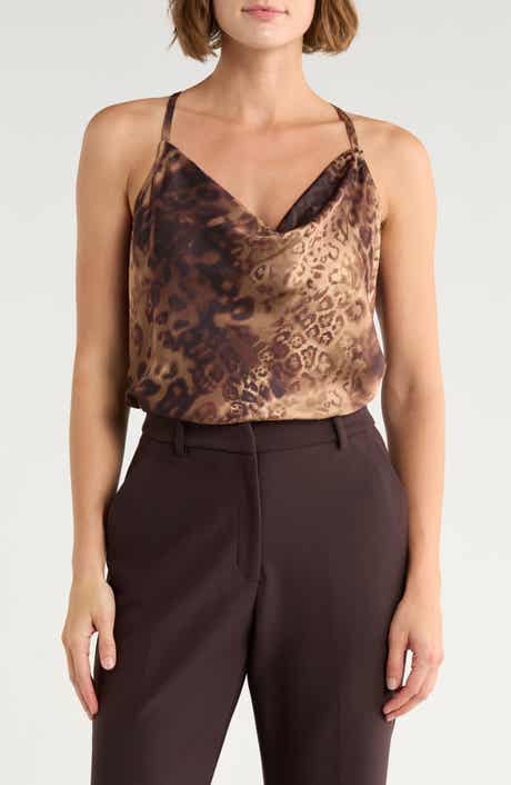 Ramy Brook Yohana Leopard Print Cowl Neck Camisole