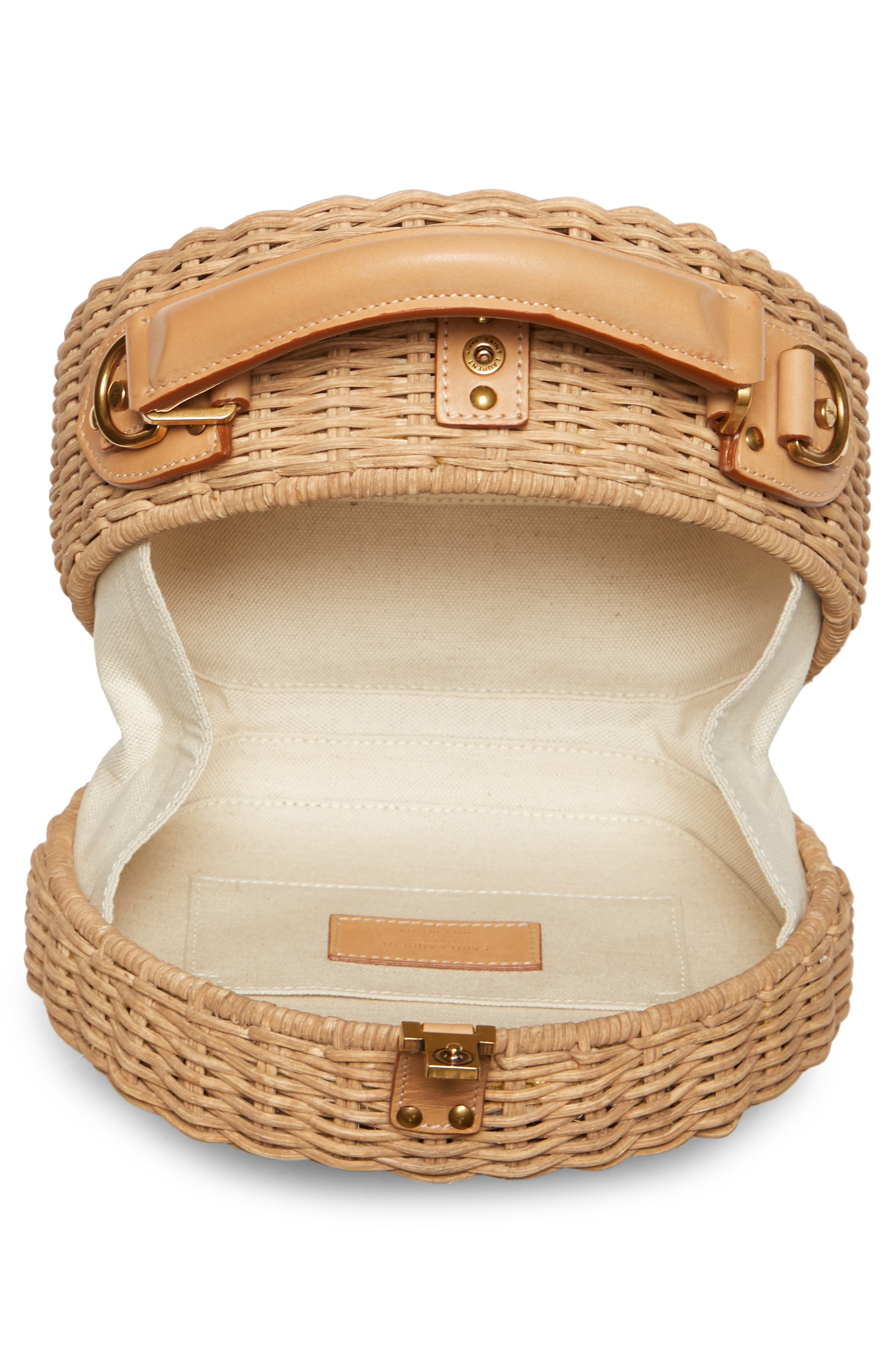Saint Laurent Small Mica Wicker Top Handle Bag, Alternate, color, 