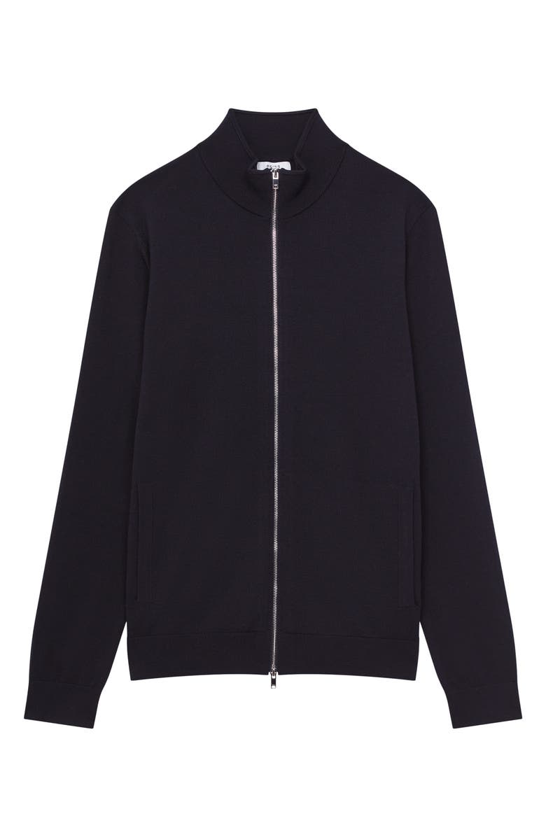 Reiss Hampshire Wool Zip Cardigan, Alternate, color, Navy