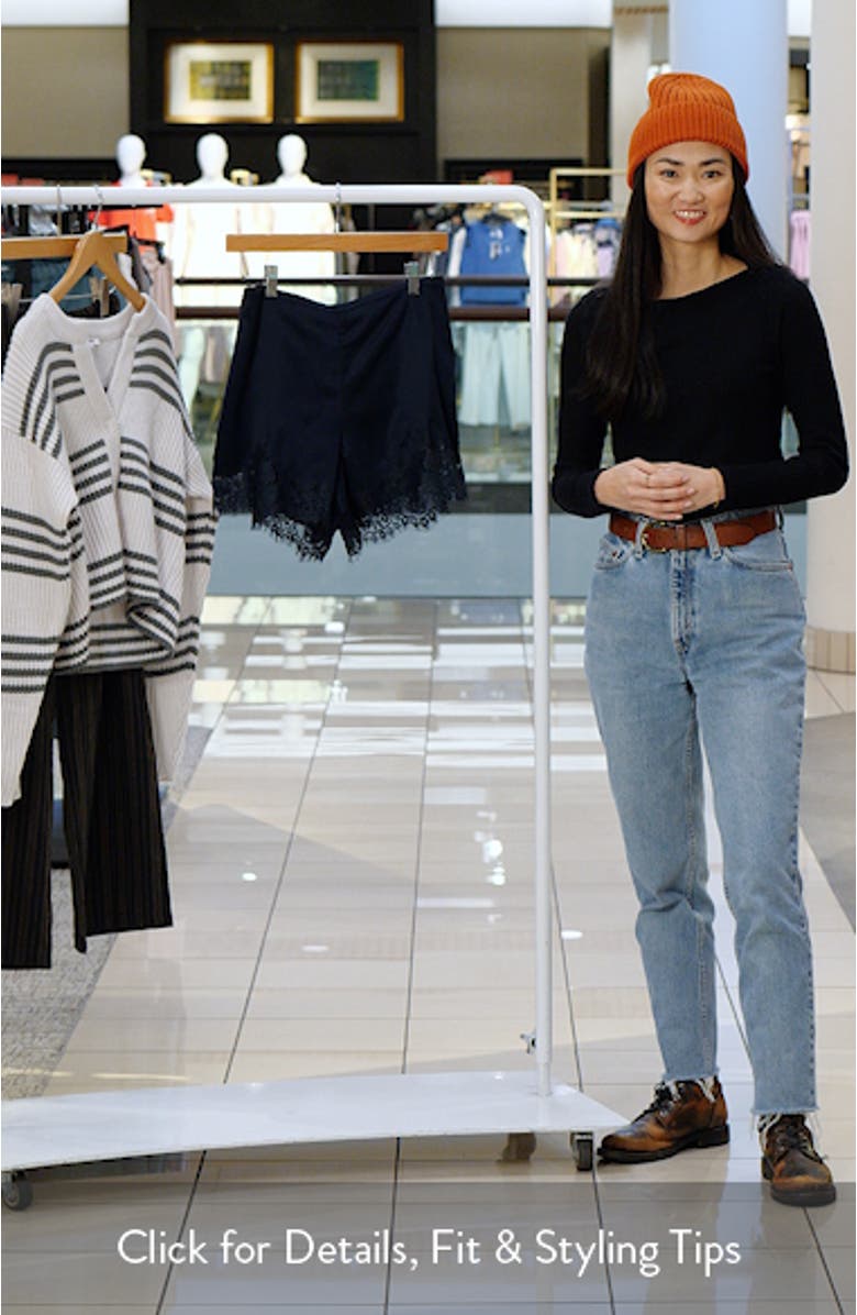 Fern Lace Trim Satin Shorts, sales video thumbnail