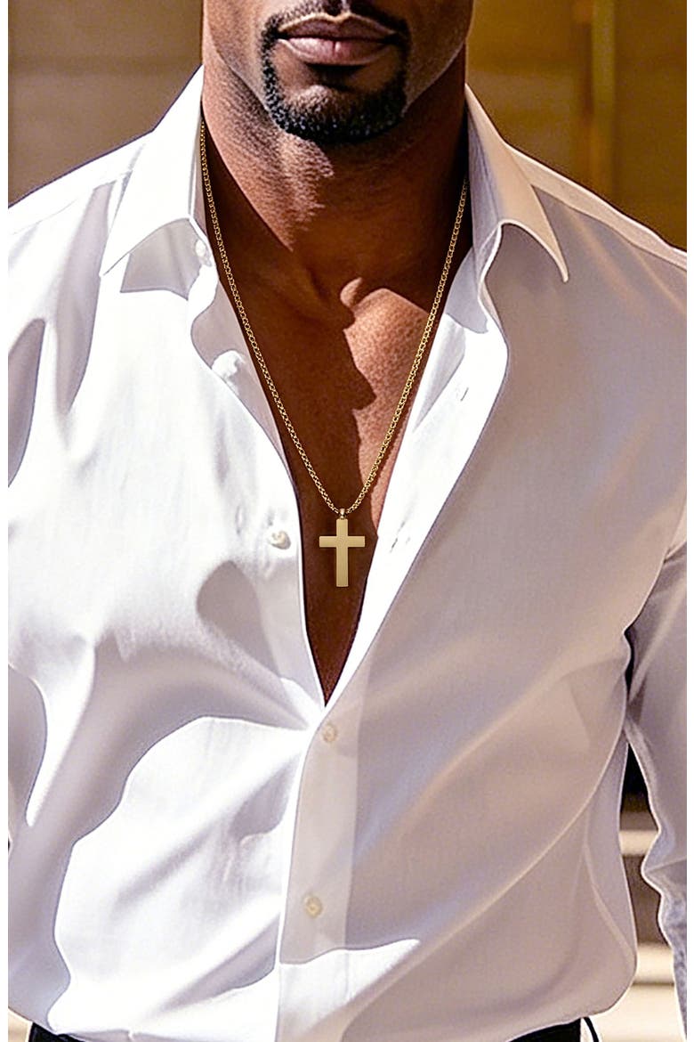Men's Cross Pendant Necklace, Alternate, color, GOLD