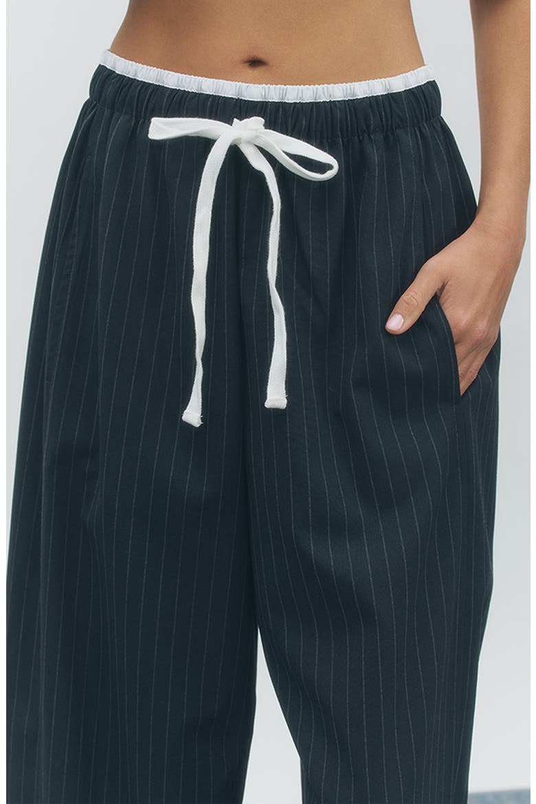 Ari Pinstripe Drawstring Wide Leg Pants, Alternate, color, NAVY WHITE