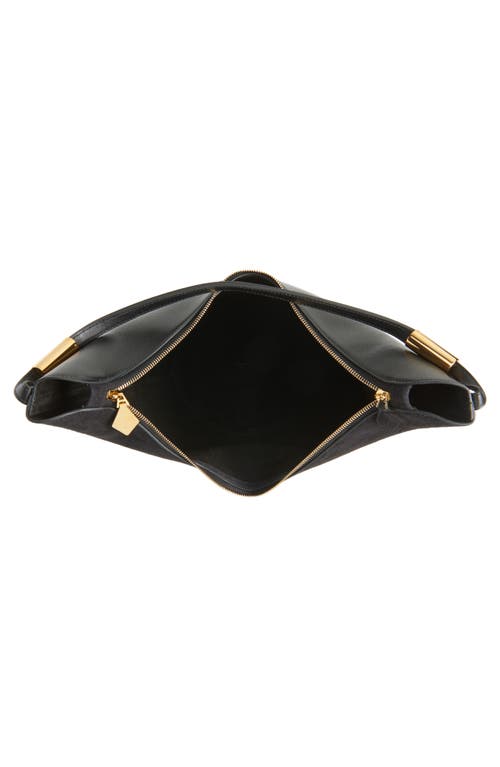 Alaïa Shape Medium Bucket Bag In Suede And Leather In Noir