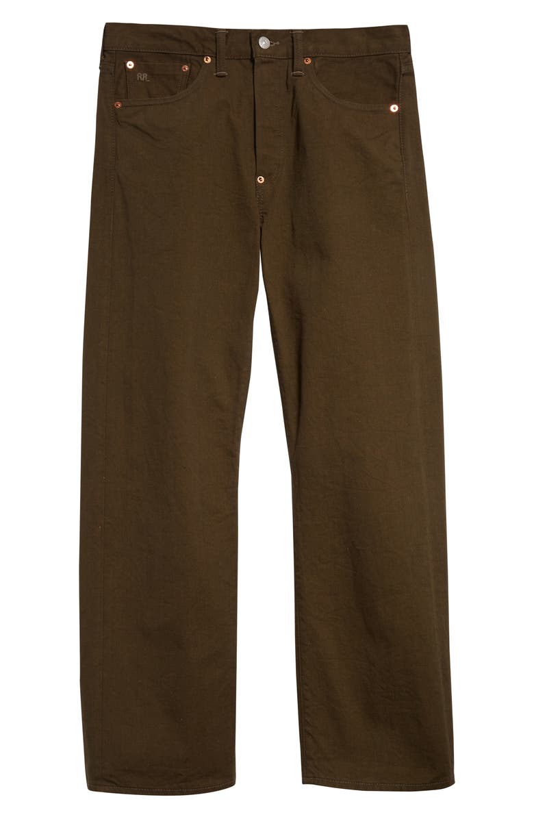 Double RL Selvedge Cotton Jeans, Alternate, color, Olive Rinse