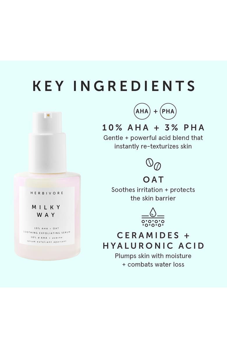 Herbivore Botanicals Milky Way 10% AHA & Oat Soothing Exfoliating Serum, Alternate, color, 