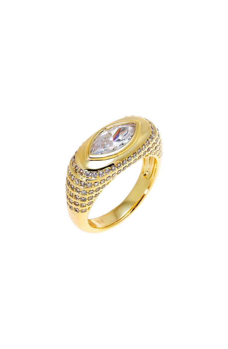 BY ADINA EDEN CZ Marquise Elongated Signet Pinky Ring, Main, color, Gold