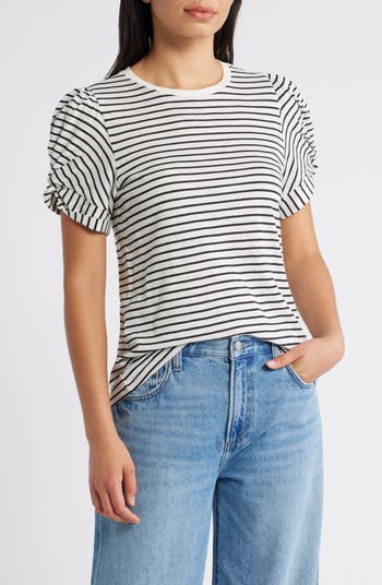 Caslon® Stripe Twist Sleeve T-Shirt | Nordstromrack