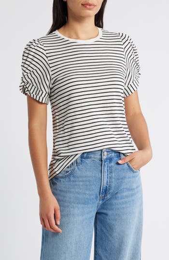 CASLON CASLON® STRIPE TWIST SLEEVE T-SHIRT 