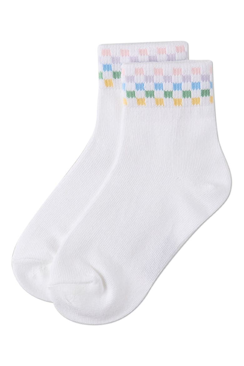 Pastel Race Car-Themed Crew Sock, Alternate, color, White