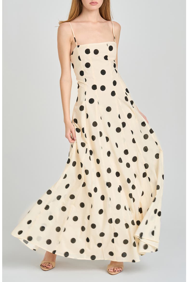 Carolina Polka Dot Cotton Godet Maxi Dress, Alternate, color, IVORY POLKA DOT