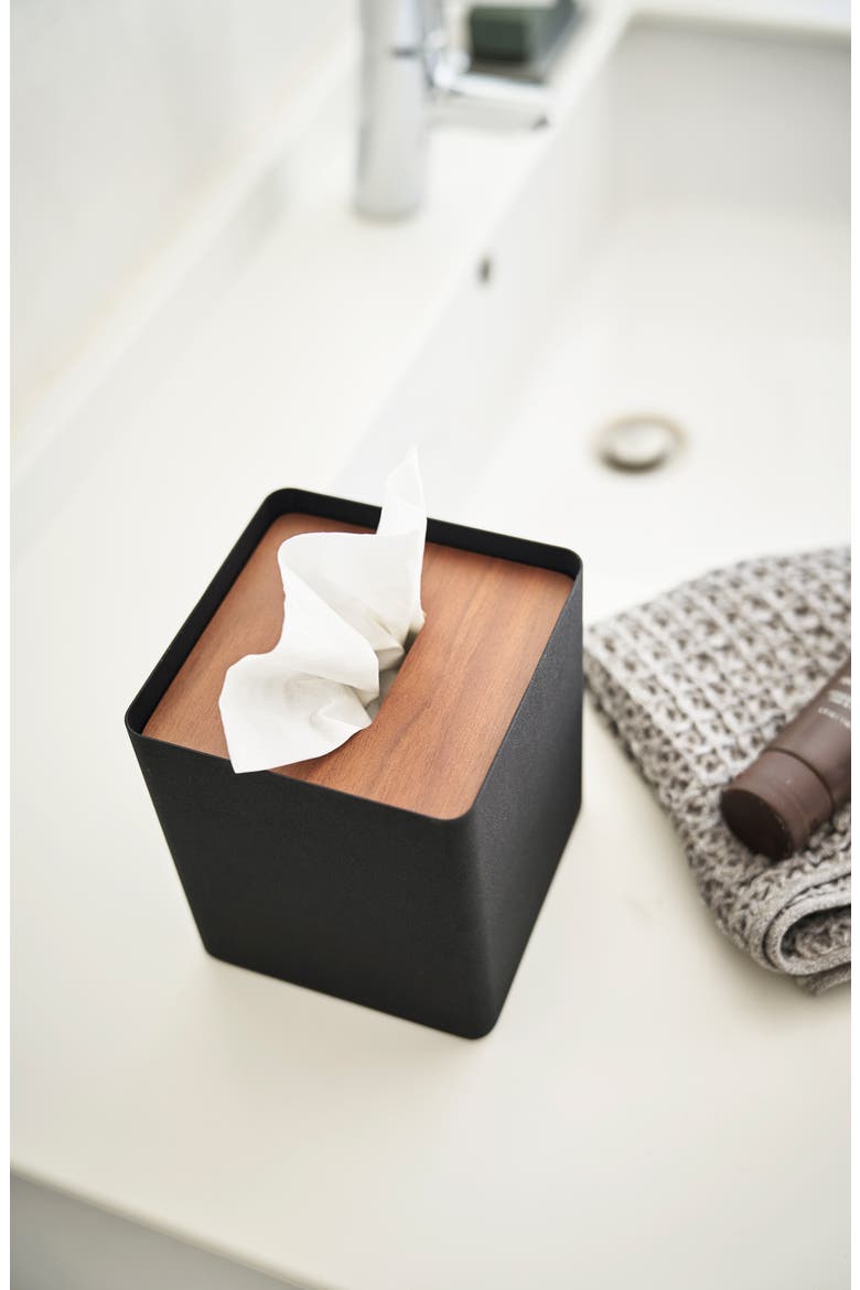Square Tissue Box Case, Alternate, color, WALNUT