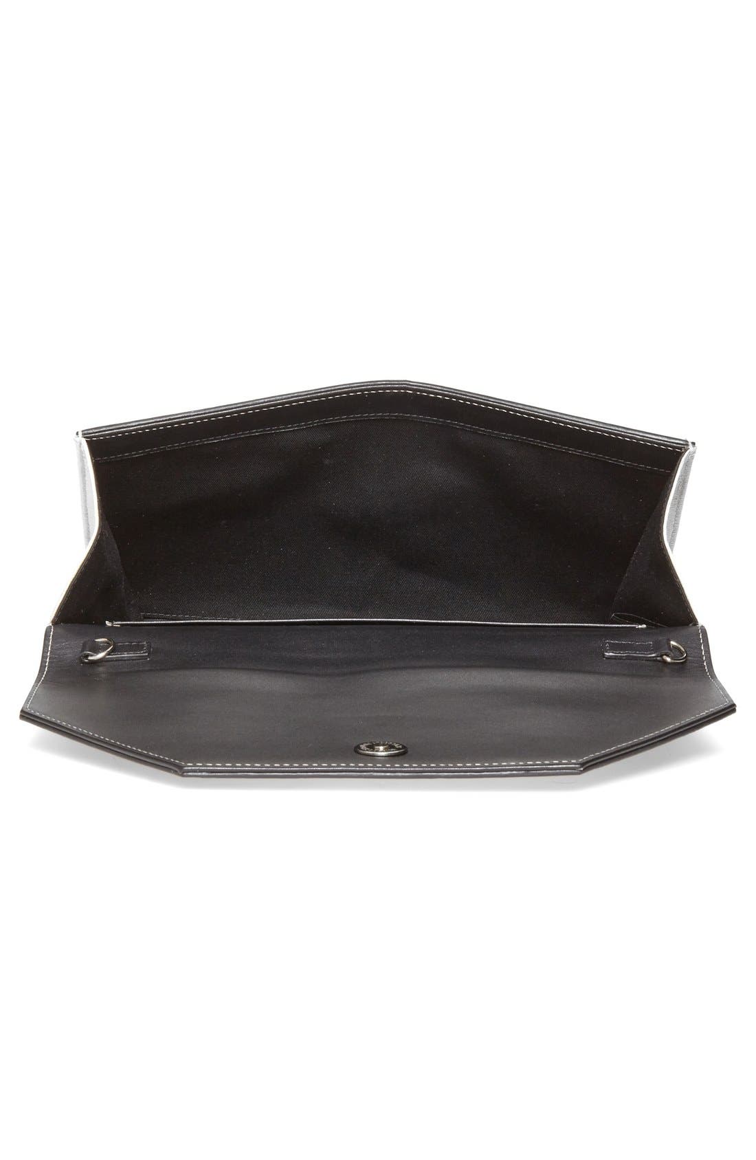 Ombré Leather Envelope Clutch, Alternate, color, BLACK OMBRE