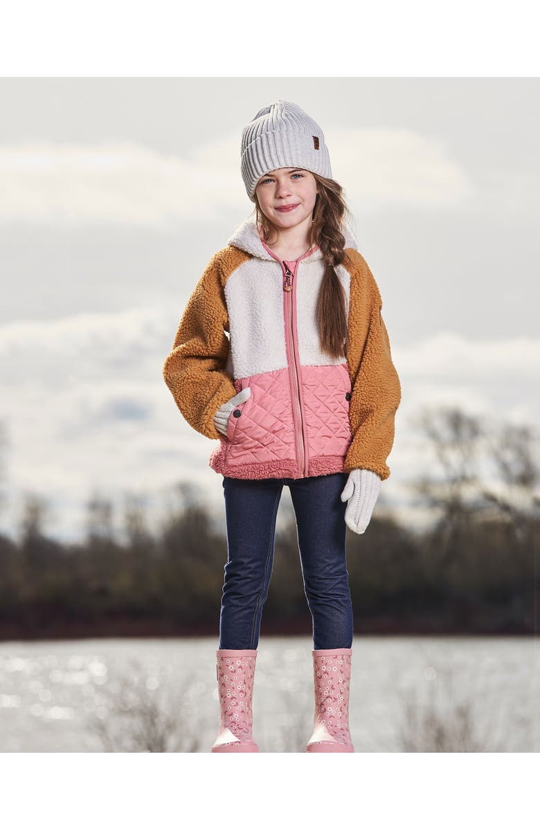 Deux par Deux Baby Girl's Mid-Season Colorblock Jacket Orange, Off-White, And Old Pink, Alternate, color,