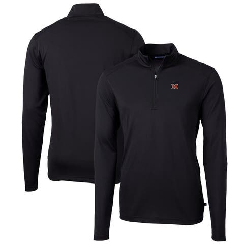 Men's Cutter & Buck Black Miami University RedHawks Big & Tall Virtue Eco Pique Recycled Quarter-Zip Pullover Top