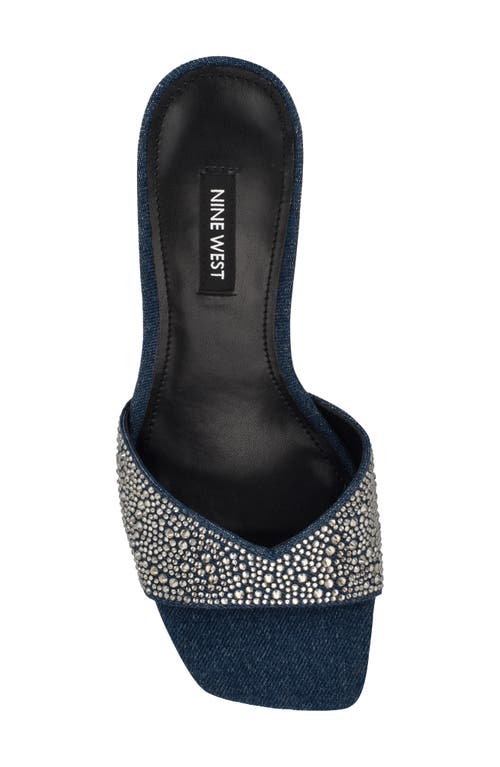 Nine West Women's Rokke Slip-on Tapered Heel Sandals In Dark Blue 400