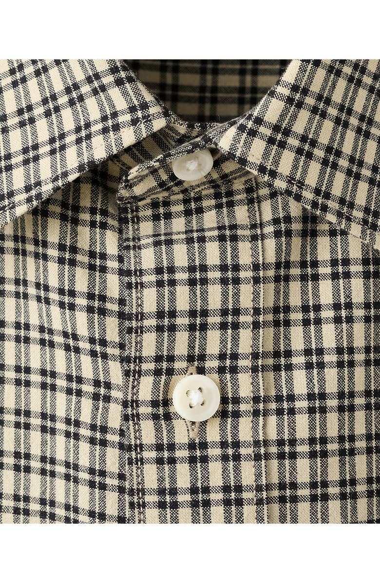 MANGO Regular Fit Check Cotton Blend Button-Up Shirt, Alternate, color, Beige
