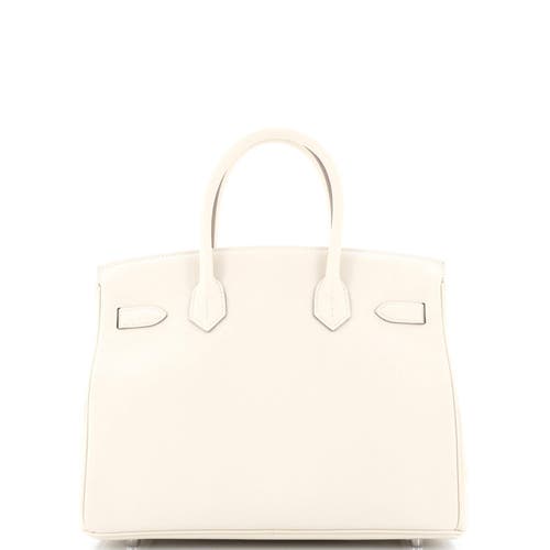 Pre-owned Hermes Hermes Birkin Handbag Light Epsom With Palladium Hardware 30 In White
