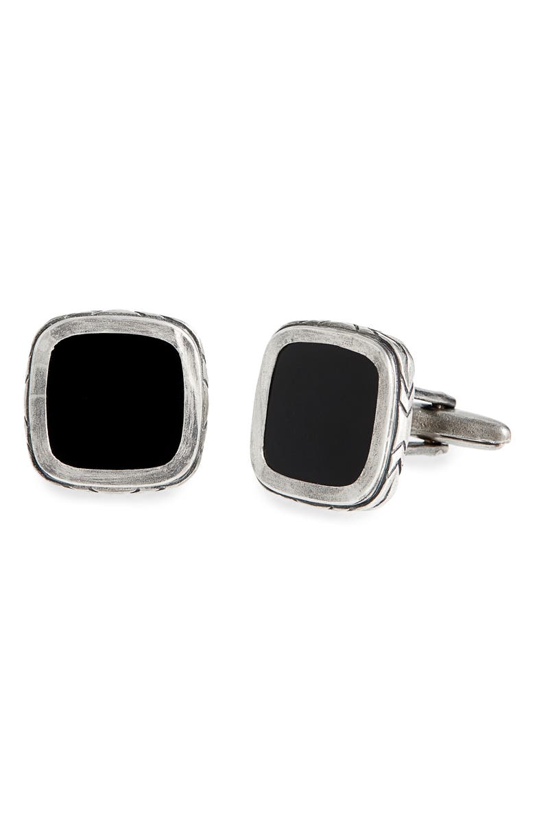 John Varvatos Onyx Cuff Links, Main, color, Black