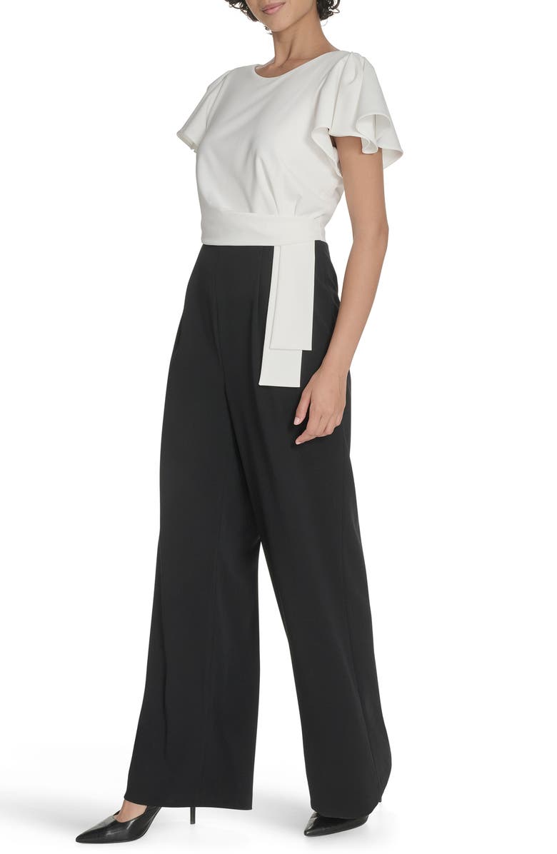 Tommy Hilfiger Flutter Sleeve Draped Side Jumpsuit, Alternate, color,