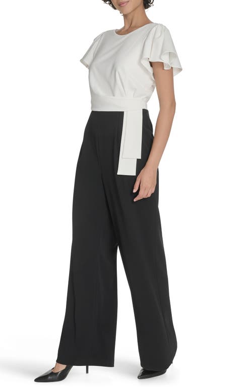 Tommy Hilfiger Flutter Sleeve Draped Side Jumpsuit In Multi