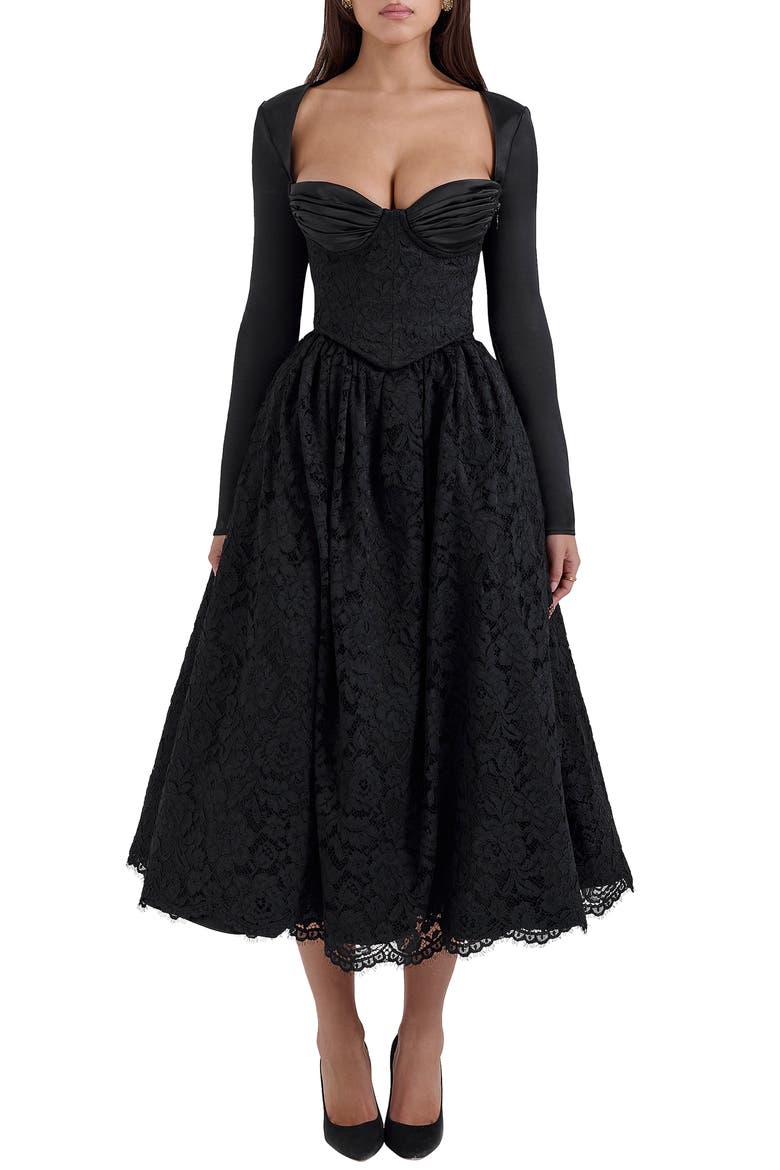 black lace fit and flare dress Adrianna Papell Lace Fit Flare Dress Black 20w, $188 | Nordstrom
