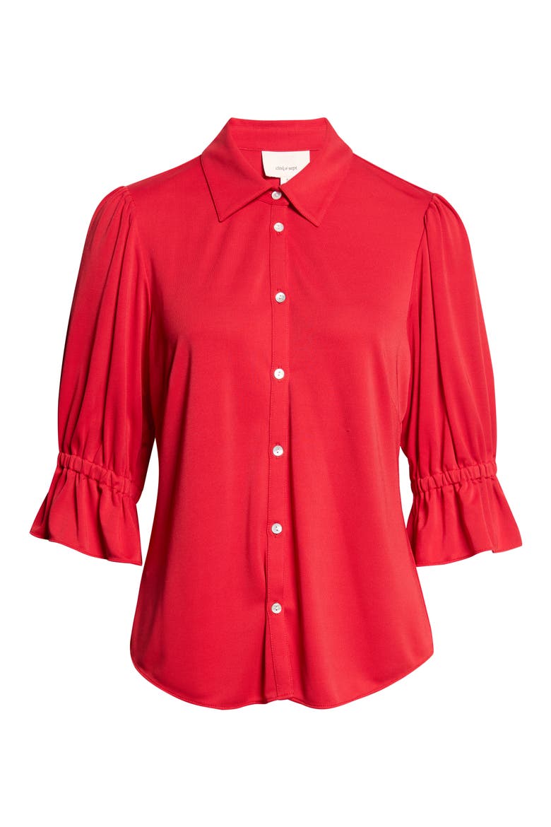 Fiona Matte Jersey Top, Alternate, color, WARM CRANBERRY