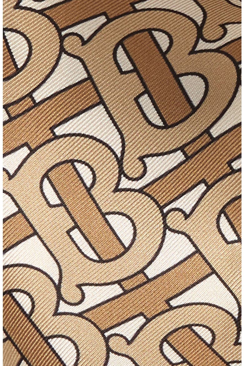 TB Monogram Reversible Silk Skinny Scarf, Alternate, color, ARCHIVE BEIGE