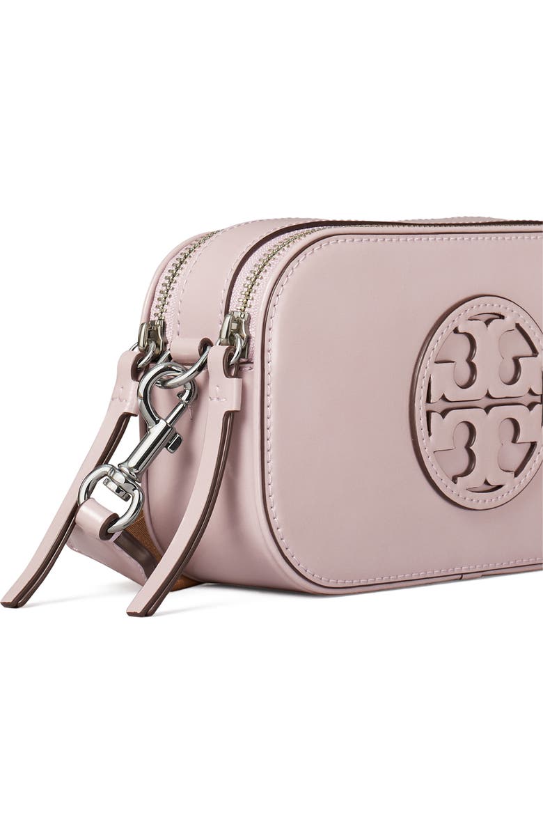 Tory Burch Mini Miller Spazzolato Leather Crossbody Bag, Alternate, color, Primrose