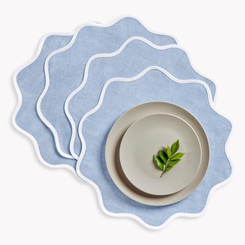 Linen Round Placemats - Giselle Scallop Edge, 16 Round