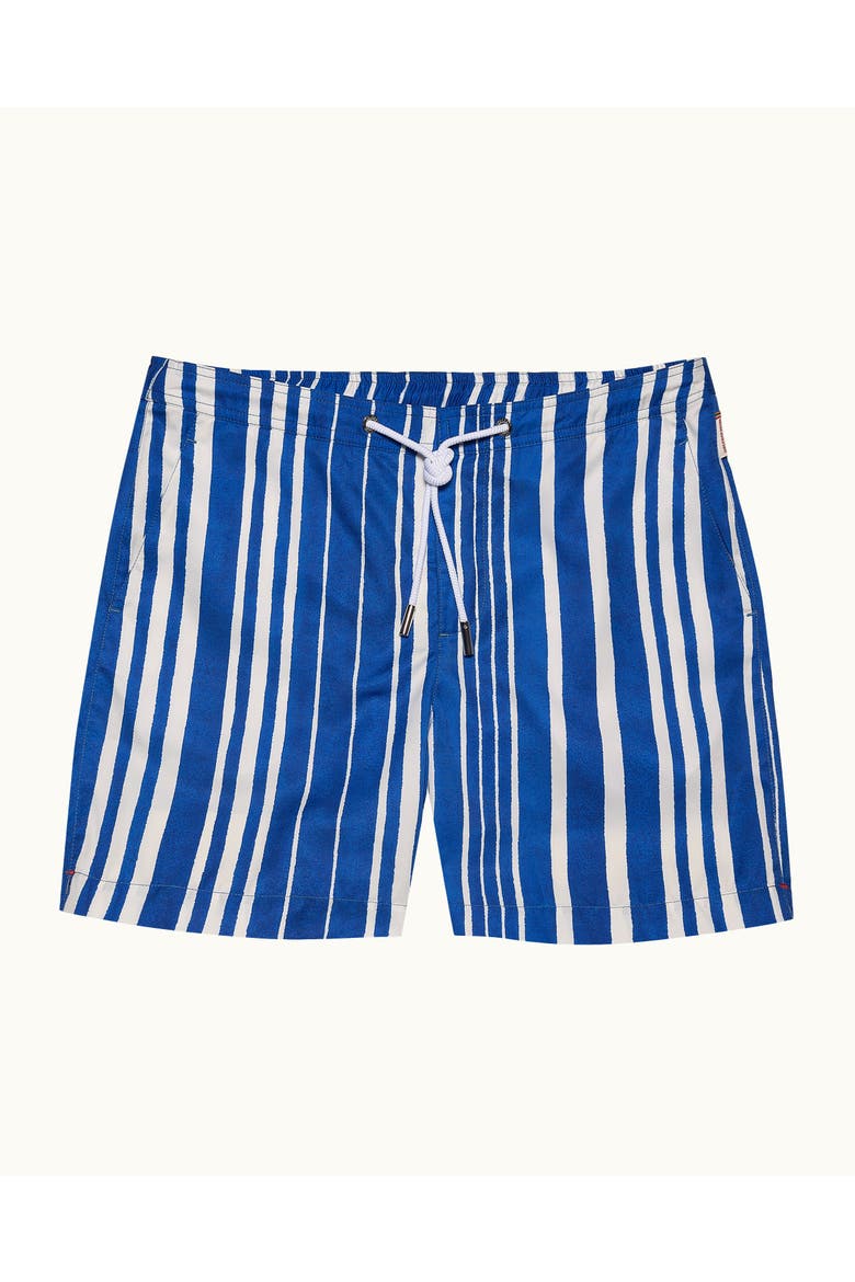 Bulldog Drawcord Mid-Length Classic Fit Drawcord Sun Stripe Swim Shorts, Alternate, color, AERO BLUE
