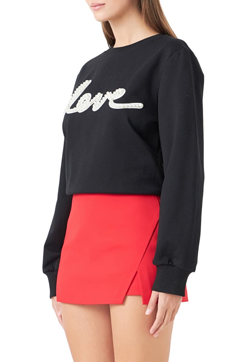 Endless Rose Pearly Bead Love Sweatshirt, Alternate, color, 