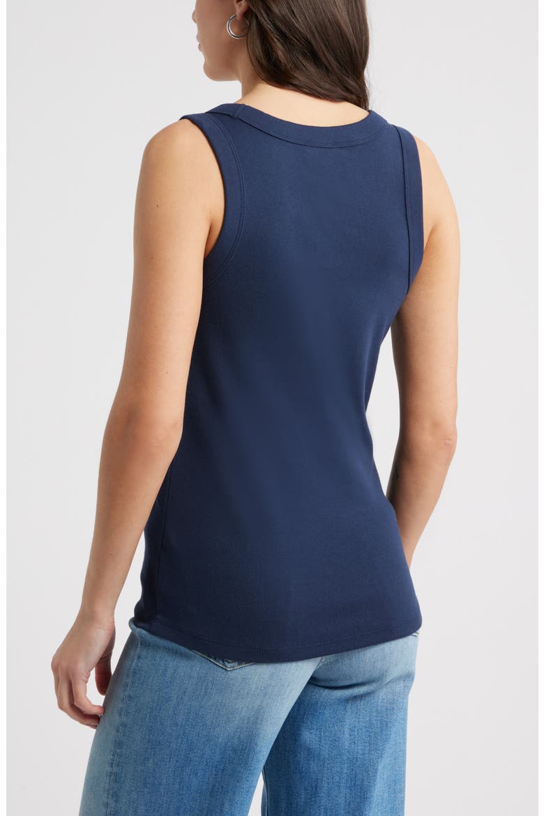 Scoop Neck Rib Cotton Tank, Alternate, color, NAVY STILL