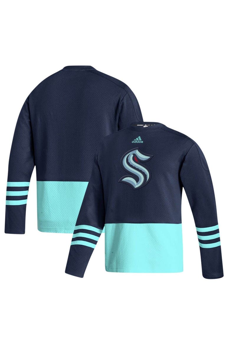 Men's adidas Deep Sea Blue Seattle Kraken Logo AEROREADY Pullover Sweater, Main, color, Navy