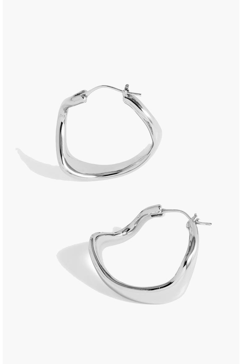 Curved Maxi Hoop Earrings in Silver, Alternate, color, Silver