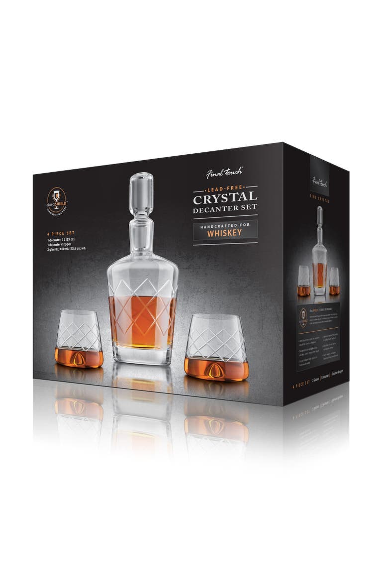 4 Piece Lead-Free Crystal Whiskey Decanter Set, Alternate, color, Clear