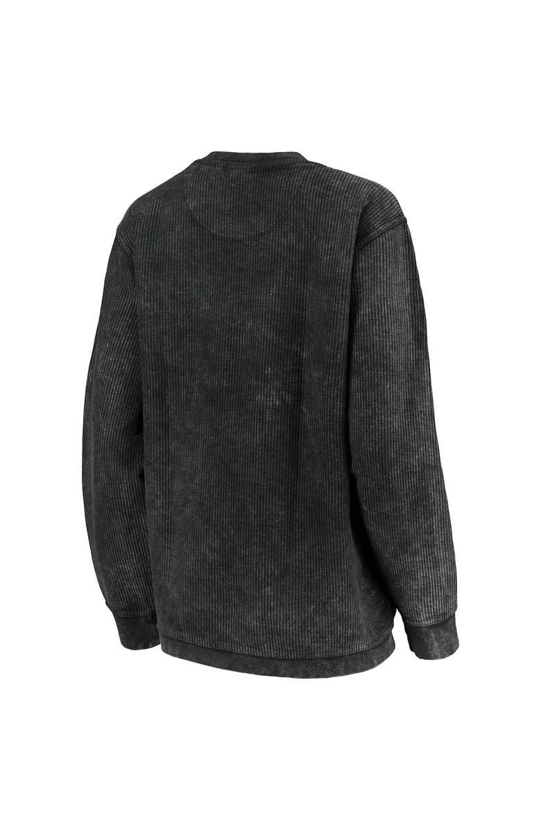 PRESSBOX Women's Pressbox Black Iowa Hawkeyes Comfy Cord Vintage Wash Basic Arch Pullover Sweatshirt, Alternate, color, Black