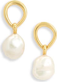 Monica Vinader Nura Freshwater Pearl Drop Frontal Hoop Earrings
