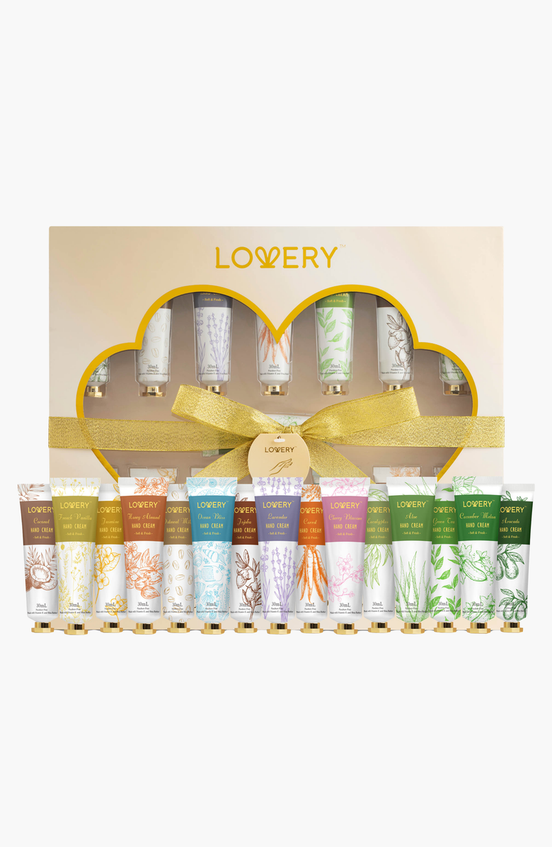 Lovery Aromatherapy Lotion Hand Cream Set, Main, color, Off-White / Gold