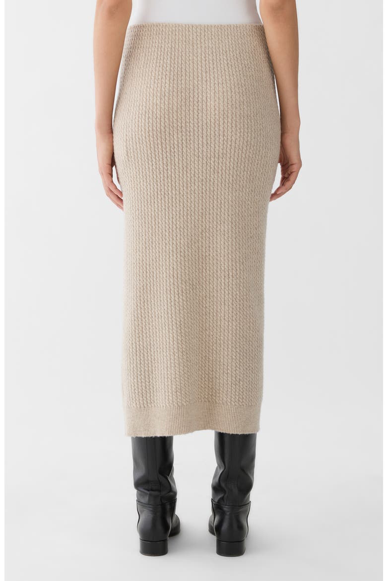 Cabled Cashmere Knit Midi Skirt, Alternate, color, TAUPEMELANGE