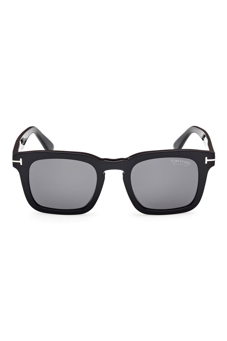Dax 50mm Polarized Square Sunglasses, Main, color, BLACK ECO / T LOGO / BLACK