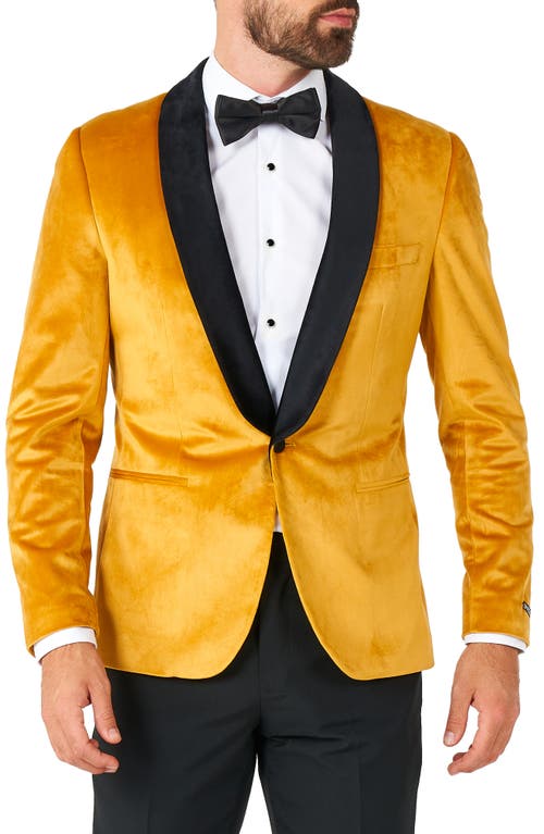 OppoSuits Deluxe Gold Velvet Dinner Jacket in Orange 