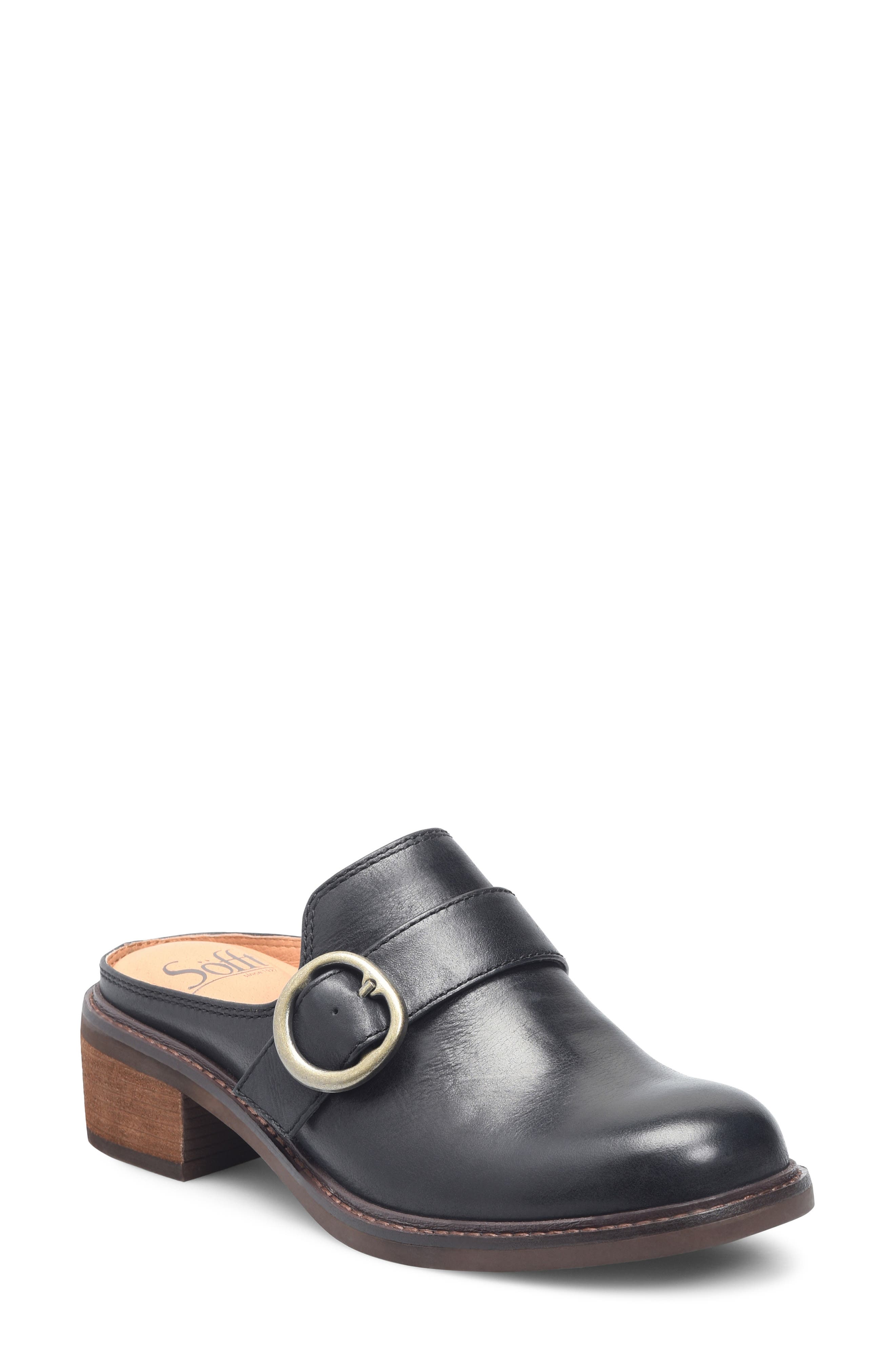 Söfft Tiffany Buckle Clog, Main, color, Black