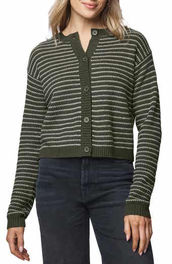 Amber Stripe Crop Cotton & Wool Blend Cardigan