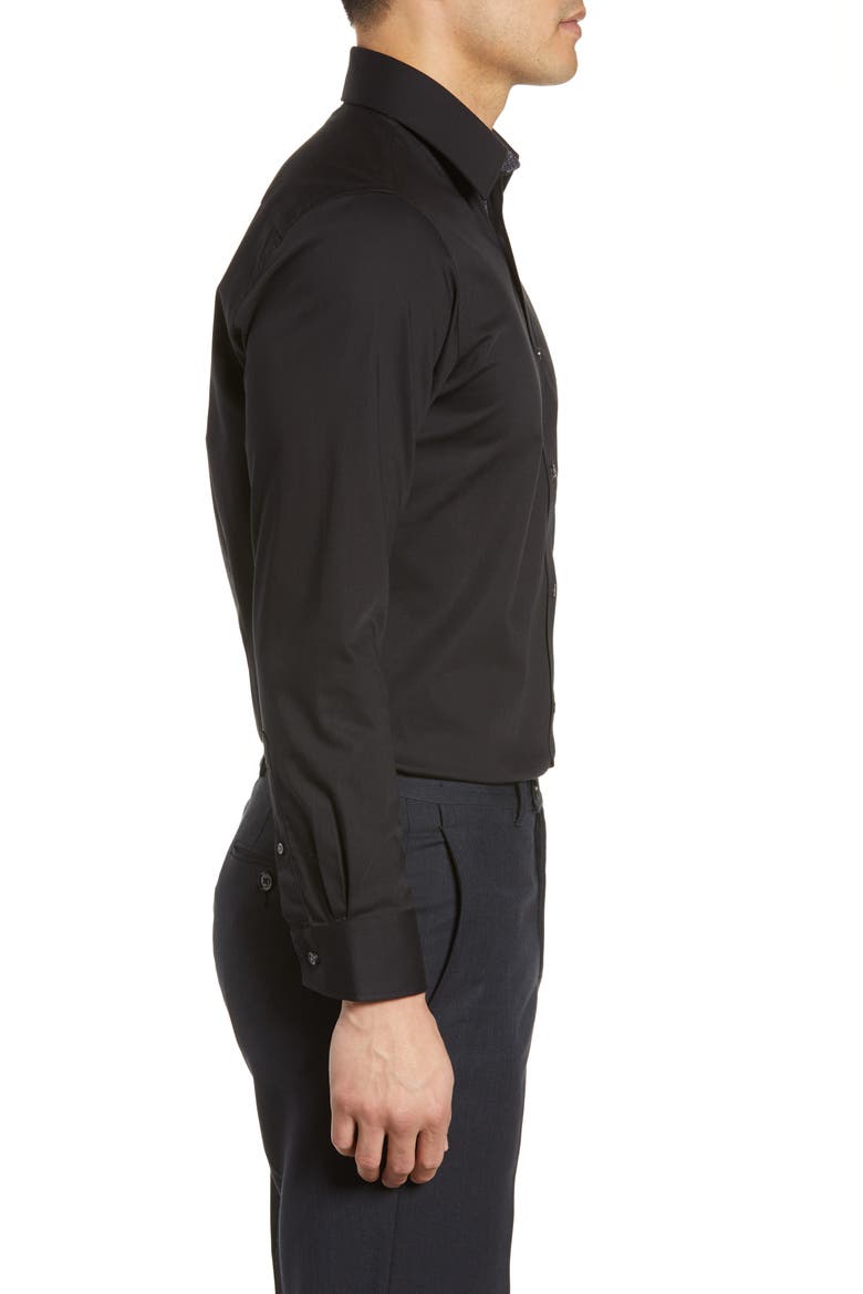 Endurance Extra Slim Fit Stretch Solid Dress Shirt, Alternate, color, BLACK