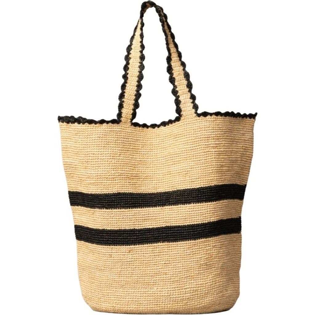 indego africa Odette Oversized Beach Tote in Black & Natural at Nordstrom