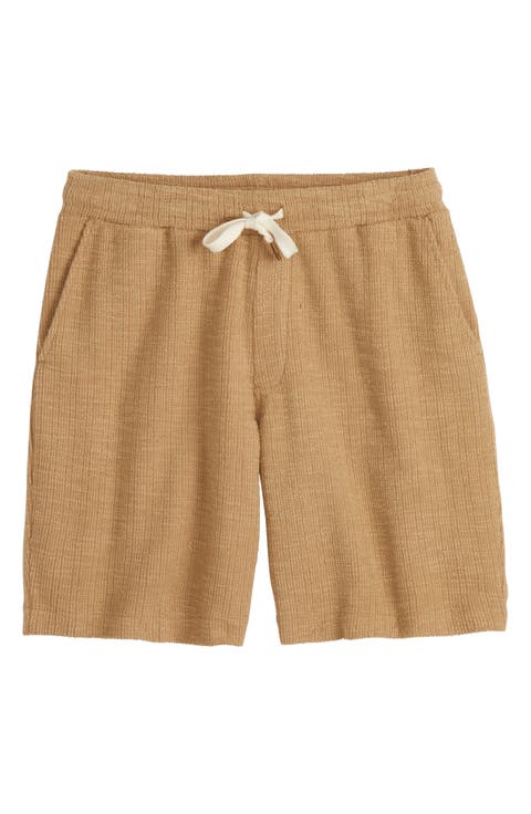 Drawstring Texture Slub Shorts