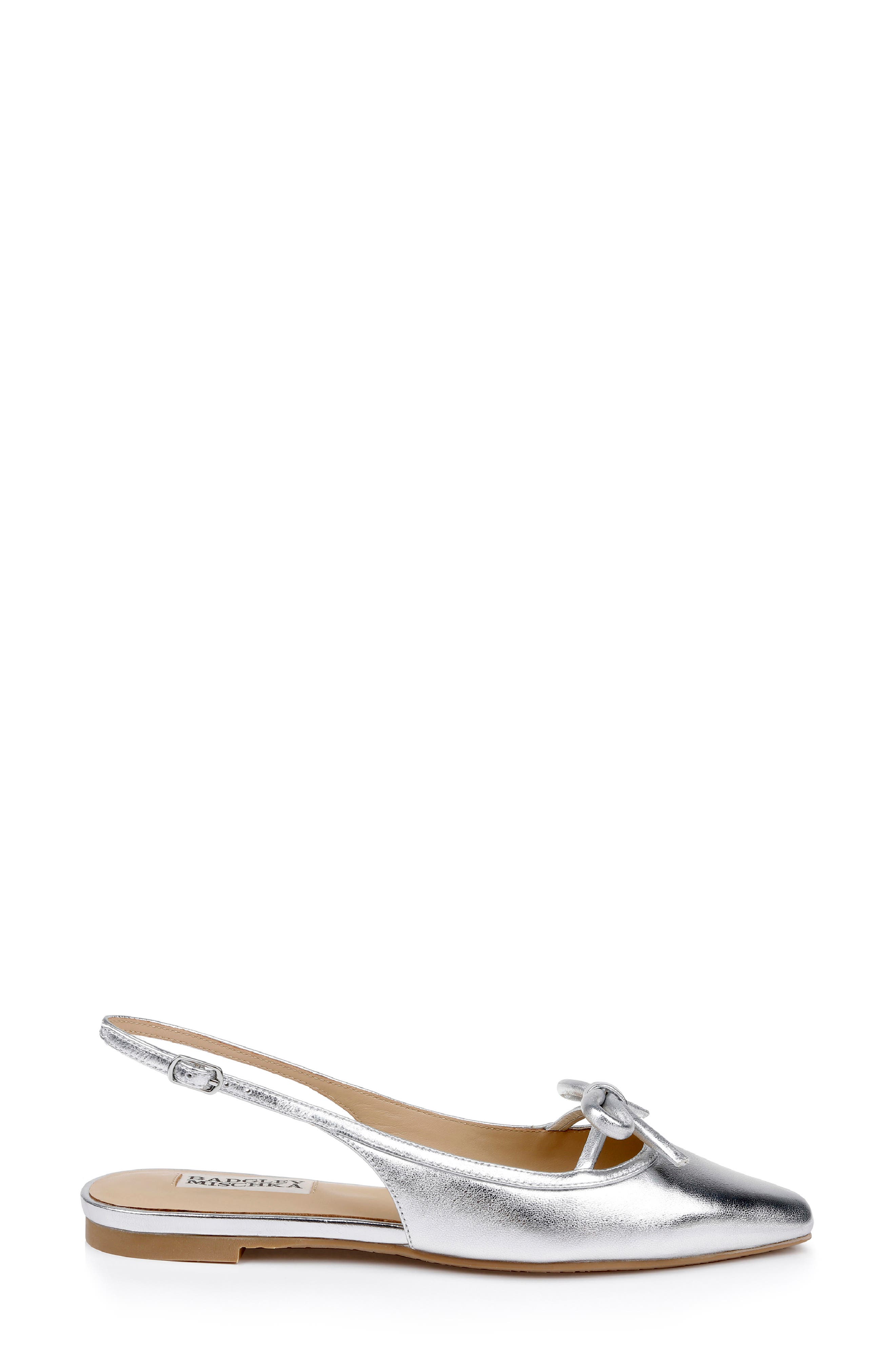 Badgley Mischka Collection Genesis Slingback Flat, Alternate, color, Silver Leather