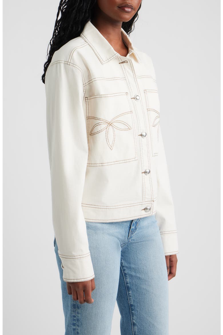 Briggs Topstitch Detail Stretch Cotton Jacket, Alternate, color, BONE